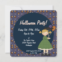 Prim Halloween Barn Party bjudan Girl 4