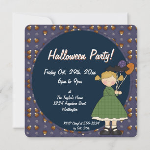 Prim Halloween Barn Party bjudan Girl 4 Inbjudningar