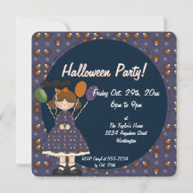 Prim Halloween-Barnens inbjudan Girl 3