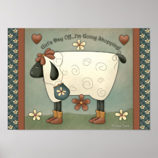 Prim Land Whimsical Sheep Poster