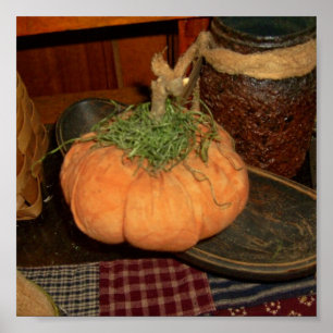Prim Pumpkin Gathering Poster