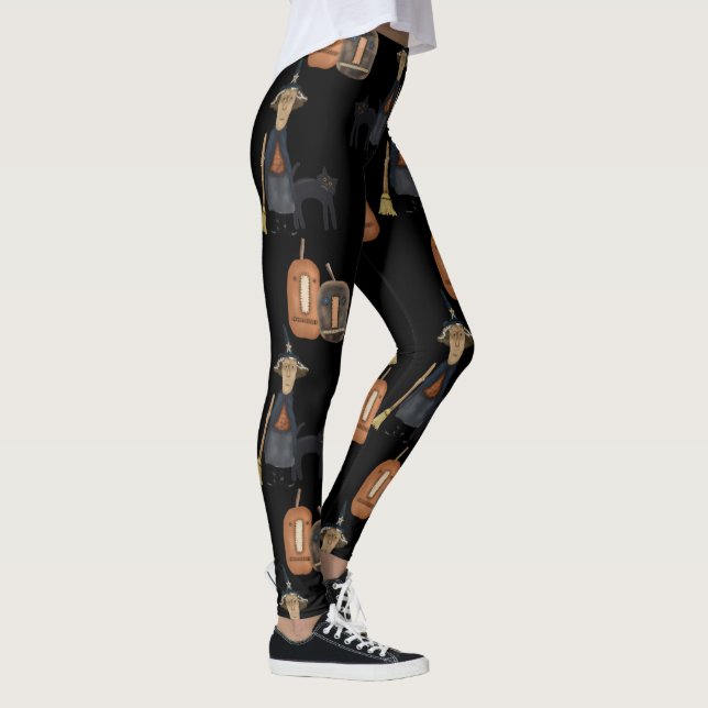 Prim Pumpkin, Witch, Cat | Halloween Leggings (Höger)