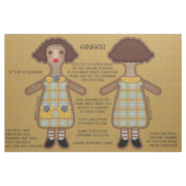 Prim Rag Doll Mjukt Stoppat Klipp och Sy Kit Tyg (Fat Quarter)