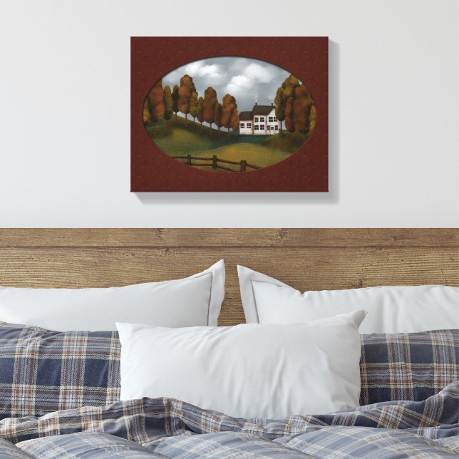 Prim Saltbox House Backe och Träd Fine Canvastryck (Insitu (sovrum))