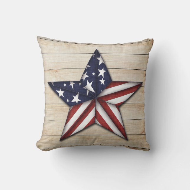 Prim Star på Wood, Americana Dekorativ kudde (Framsida)