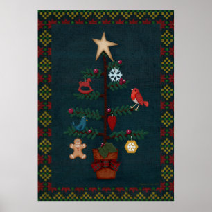 Prim Stil Folk Art jul jul Keries konst Poster