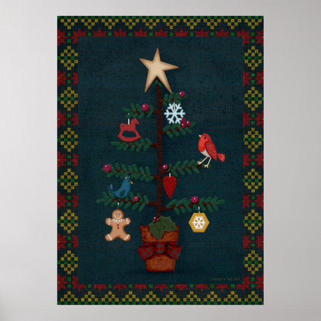 Prim Stil Folk Art jul jul | Keries konst Poster (Framsidan)