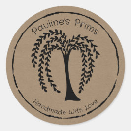 Prim Willow Träd Silhouette för handgjorda båtar Runt Klistermärke