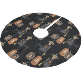 Prim Witch med Broom Halloween Julgransmatta Borstad Polyester