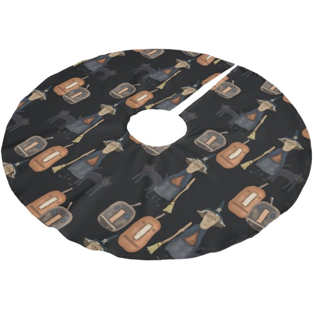 Prim Witch med Broom Halloween Julgransmatta Borstad Polyester (Vinklad)