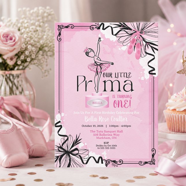 Prima Ballerina Födelsedagsfest Inbjudan (Prima Ballerina Birthday Invitation )