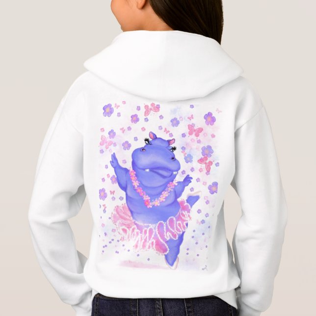 Prima Ballerina Hippo Funny Hoodie T Shirt (Baksida)