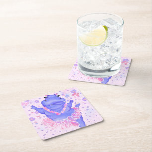 Prima Ballerina Hippo - lägg till Bild / text Underlägg Papper Kvadrat