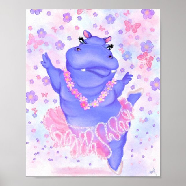 Prima Ballerina Hippo Poster måla - din text (Framsidan)