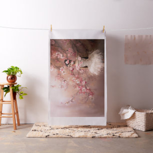 Prima Ballerina Rosa Blommigt Blommar Porträtt Art Tyg