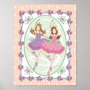 Prima Ballerinas Twillingars Peach Stripe Cameo Poster