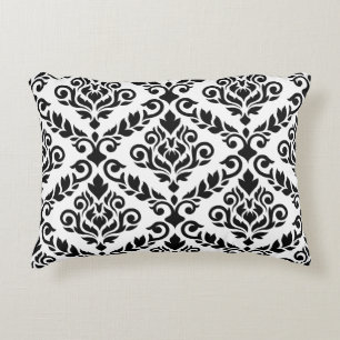 Prima Damask 2-vägs Lg Ptn Black & White Prydnadskudde