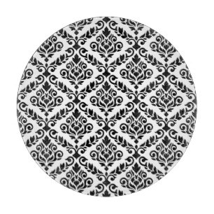 Prima Damask Pattern Black on White