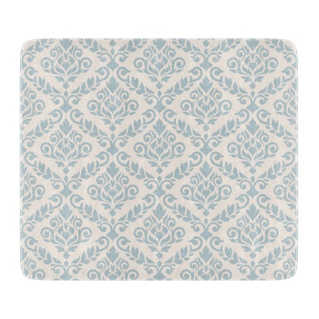 Prima Damask Pattern Blue på Cream (Framsidan)