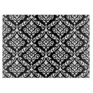 Prima Damask Pattern White på Black