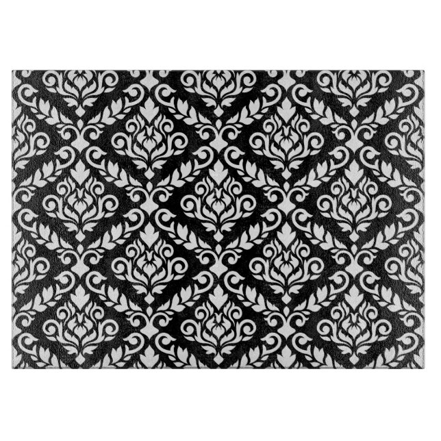 Prima Damask Pattern White på Black (Framsidan)