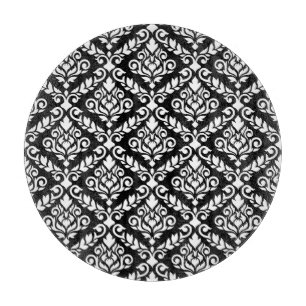 Prima Damask Pattern White på Black