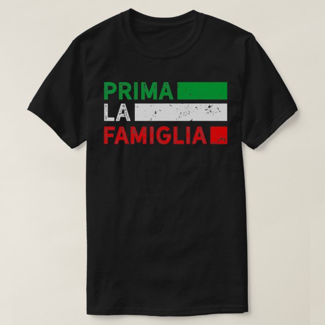 Prima La Famiglia Proud italiensk presentfamilj T Shirt (Design framsida)