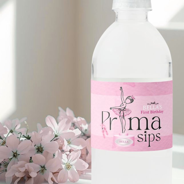 Prima Sips Birthday Water Bottle Label Vattenflaskor Etikett (Skapare uppladdad)