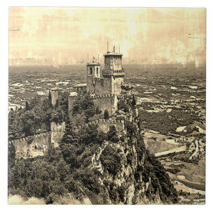 Prima Torre Guaita. Republiken San Marino. Kakelplatta