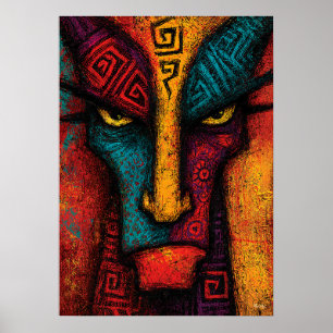 Primal Arketyp Ansikte Abstrakt Konst – Expression Poster