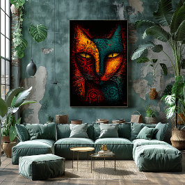 Primal Kattorakel Abstrakt Konst – Expressionistis Poster