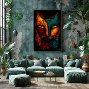 Primal Kattorakel Abstrakt Konst – Expressionistis Poster