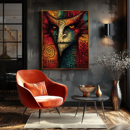Primal Spirit Mask Abstrakt – Expressionistisk tri Poster