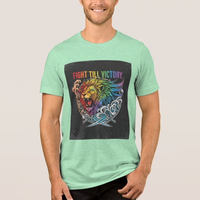 Primal triumf: Lejon i flera färger & korslagda sv T Shirt (Framsida)