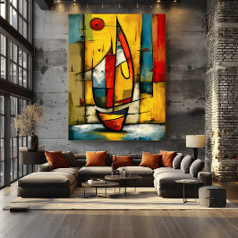Primal Voyage — Abstrakt expressionistisk segelbåt Poster