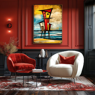 Primal Watch — Abstrakt expressionist strandtorn Poster