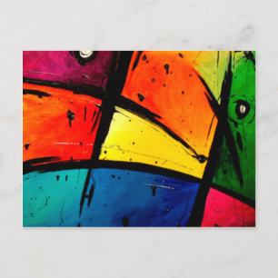 Primär Abstrakt Groovy Art Vykort