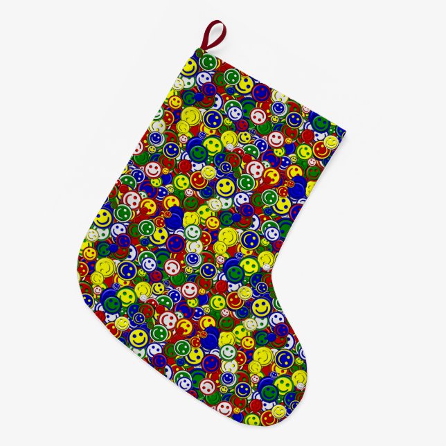 Primär Ansikte-Pärlor-RED-CHRISTMAS-STOCKNING Stor Julstrumpa (Framsidan (Hängande))