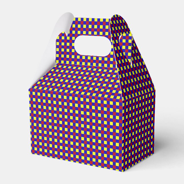 Primär Färg-Gingham-3-parts favoritboxgable Presentaskar (Framsidan Sidan)