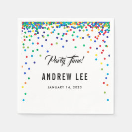 Primär färg-konetti sprinkles-födelsedagsfest pappersservett