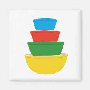 Primär Färg-pyrex med blandat Bowls Magnet Regnb