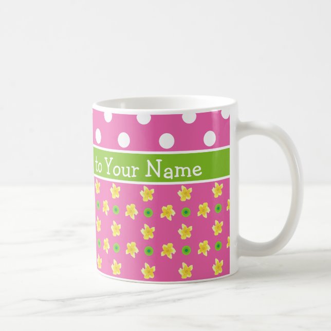 Primär kaffe Mugg: Personalisera: Rosa Polka dots Kaffemugg (Höger)