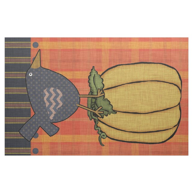 Primär Kråka på Pumpkin Tjock Quarter Tyg (Fat Quarter)