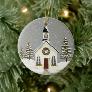 Primär kyrka julgransprydnad keramik