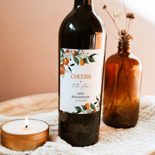 Primär möhippa för citrustema vinflaska etikett (Skapare uppladdad)