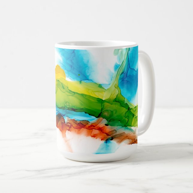 Primär plumma - vattenfärger kaffemugg (Framsida höger)