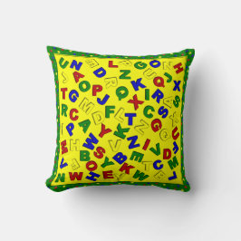 Primär Polka dots alfabet-Grönt-Sq Pillow Kudde