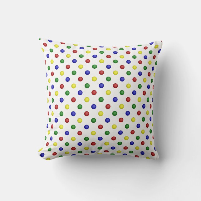 Primär Polka dots, genomskinlig kvadrat, Dekorativ Kudde (Framsida)