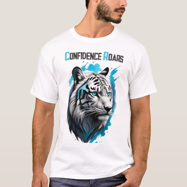 Primär skönhet: blå Ögon av en vit tiger T Shirt (Framsida)