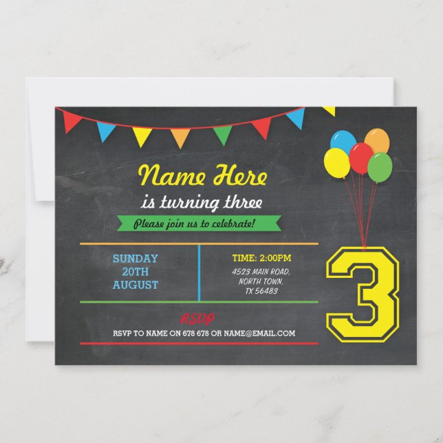 Primära Färg-dagskorgar för födelsedagsflickor 3 I Inbjudningar (Framsida)